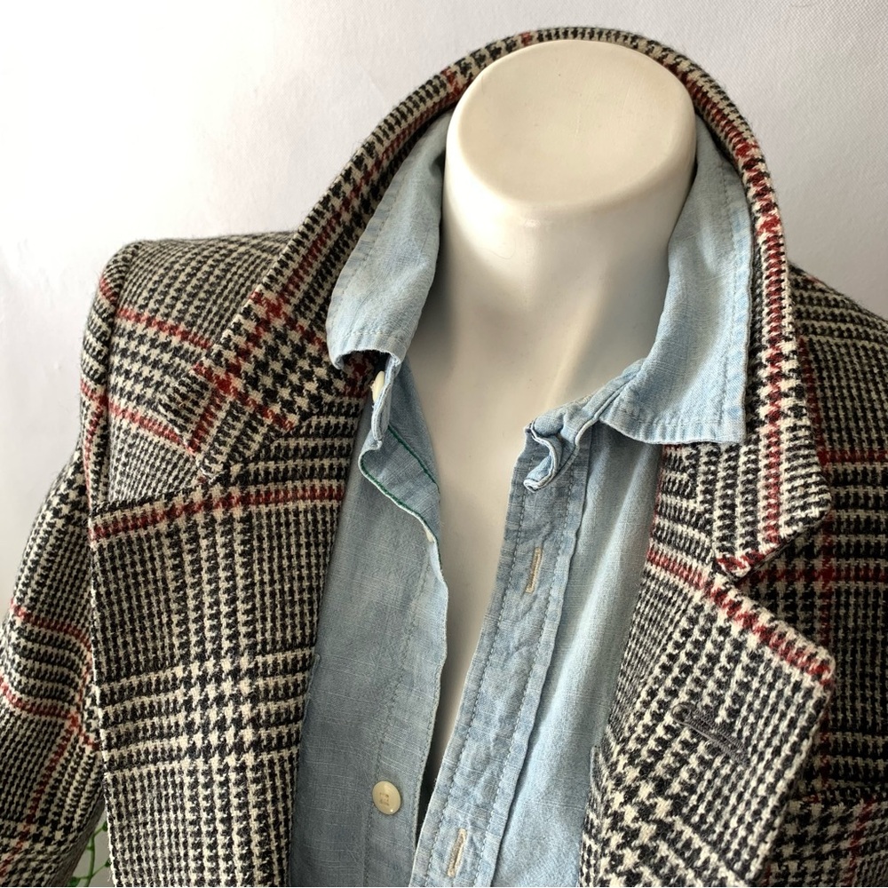 c l a s s i c :: Vintage Wool Houndstooth Blazer Double Breasted Plaid - Picture 2 of 12